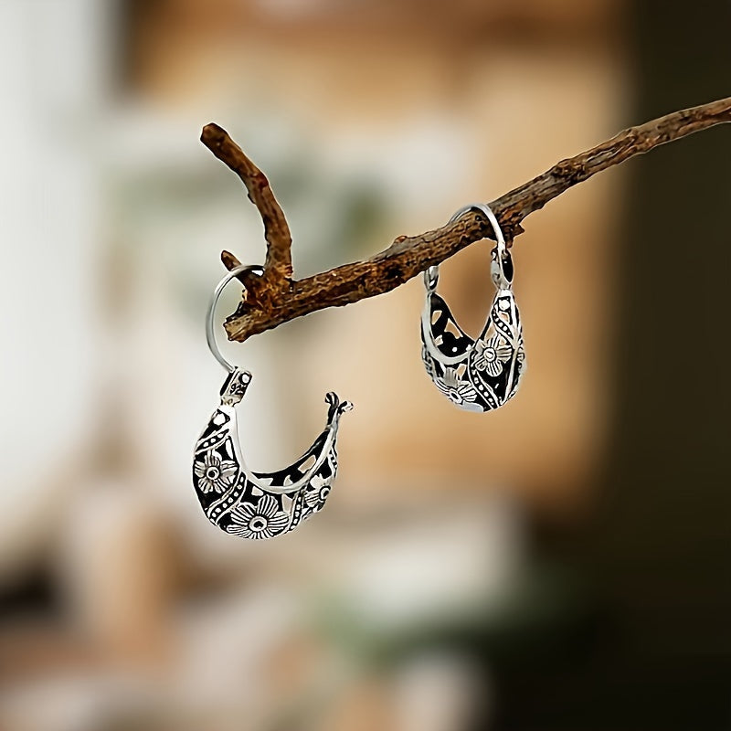Distinctive Floral Hoop Earrings