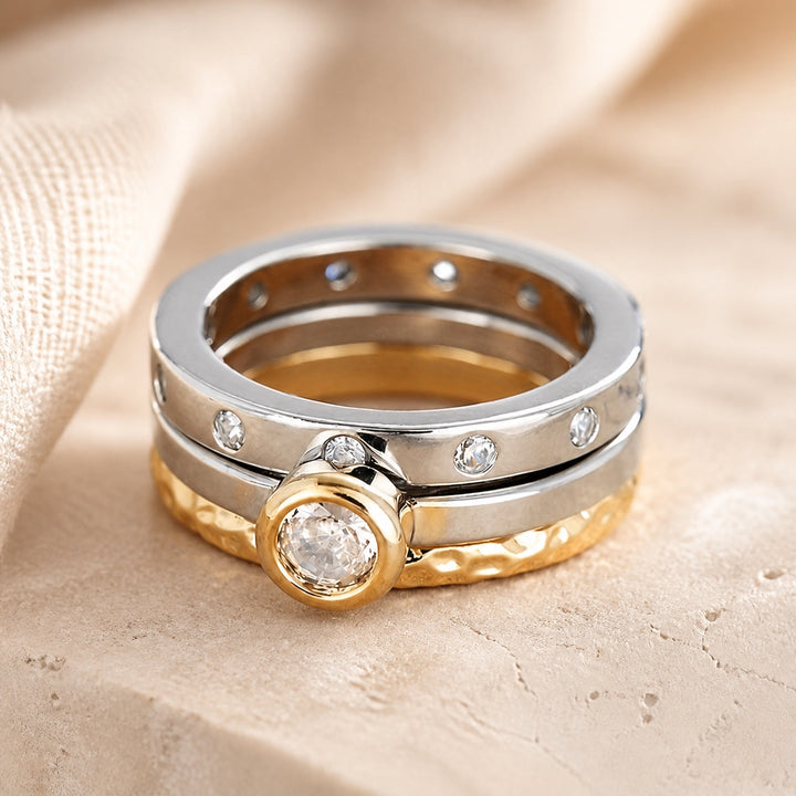 Retro Two-Tone Ring Set