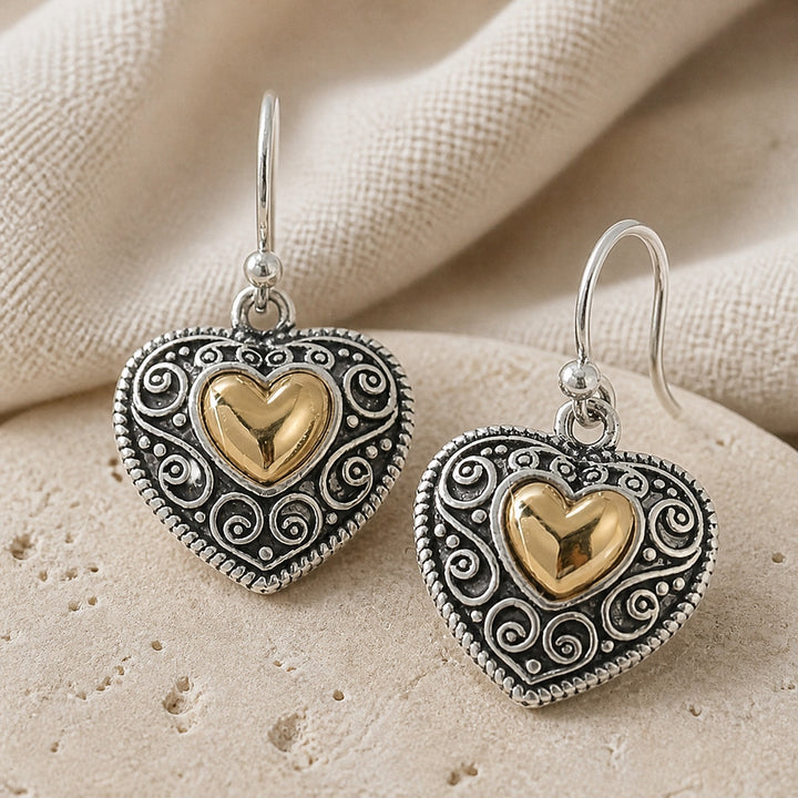Vintage Boho Heart Earrings
