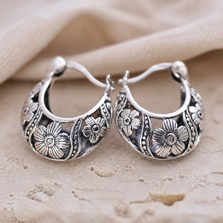 Distinctive Floral Hoop Earrings