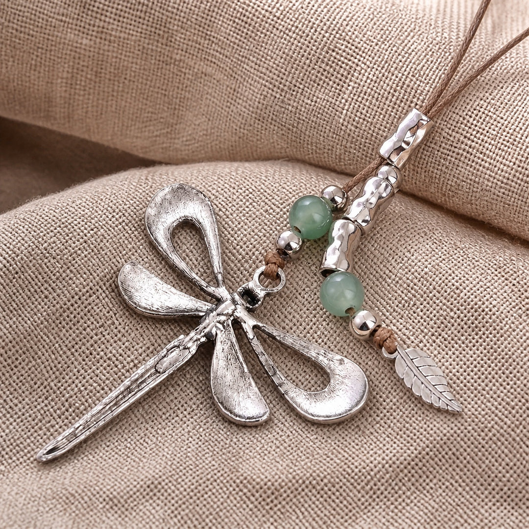 Boho Dragonfly Leather Necklace