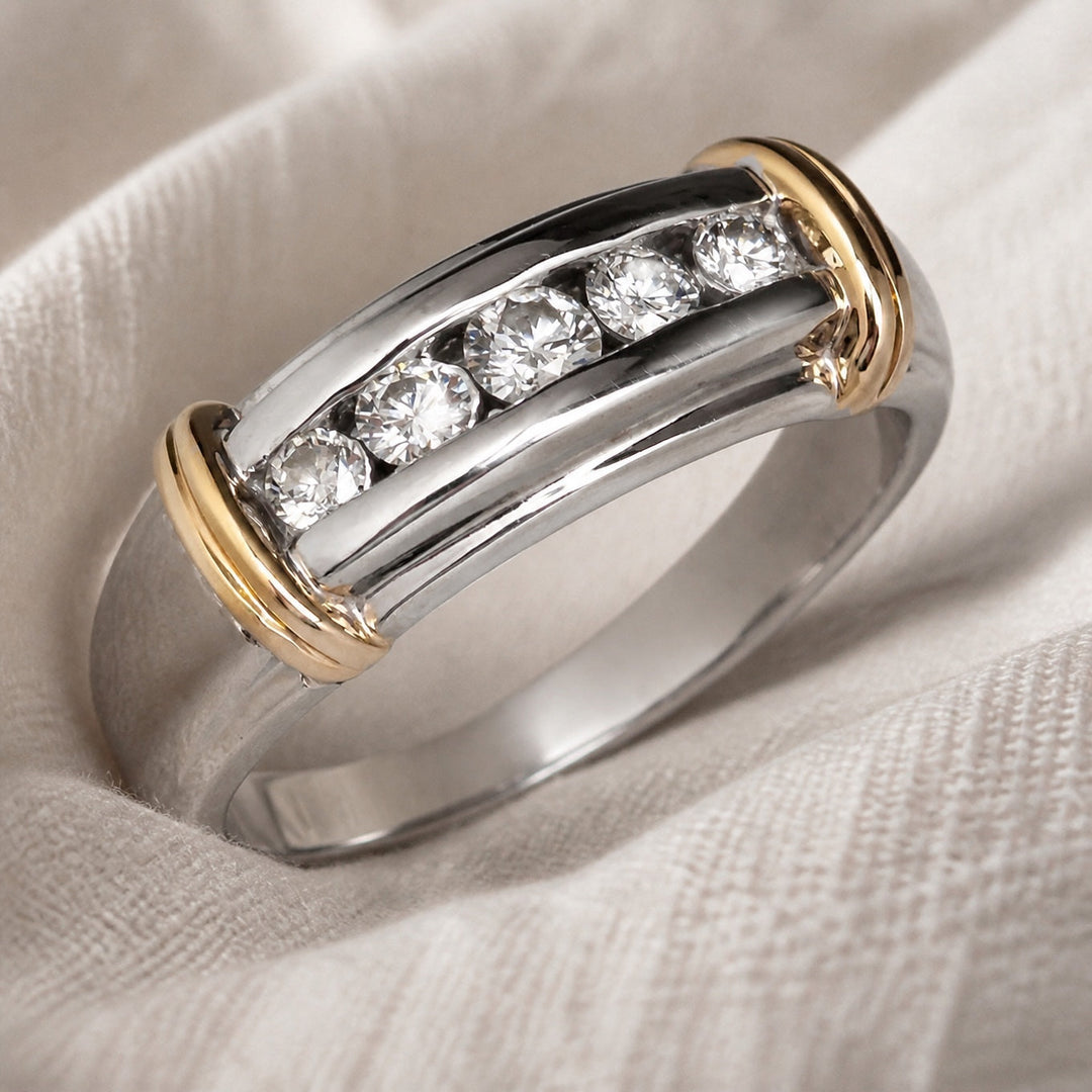 Vintage Two-Tone Crystal Ring