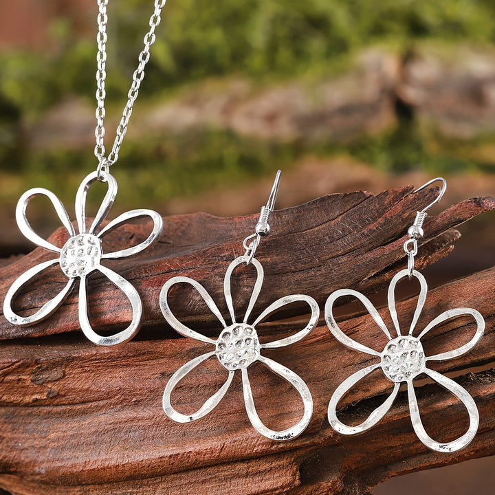 Boho Flower Jewellery Set (Necklace and Earrings)