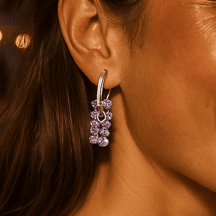 Pearl Earrings With Lilac Stones