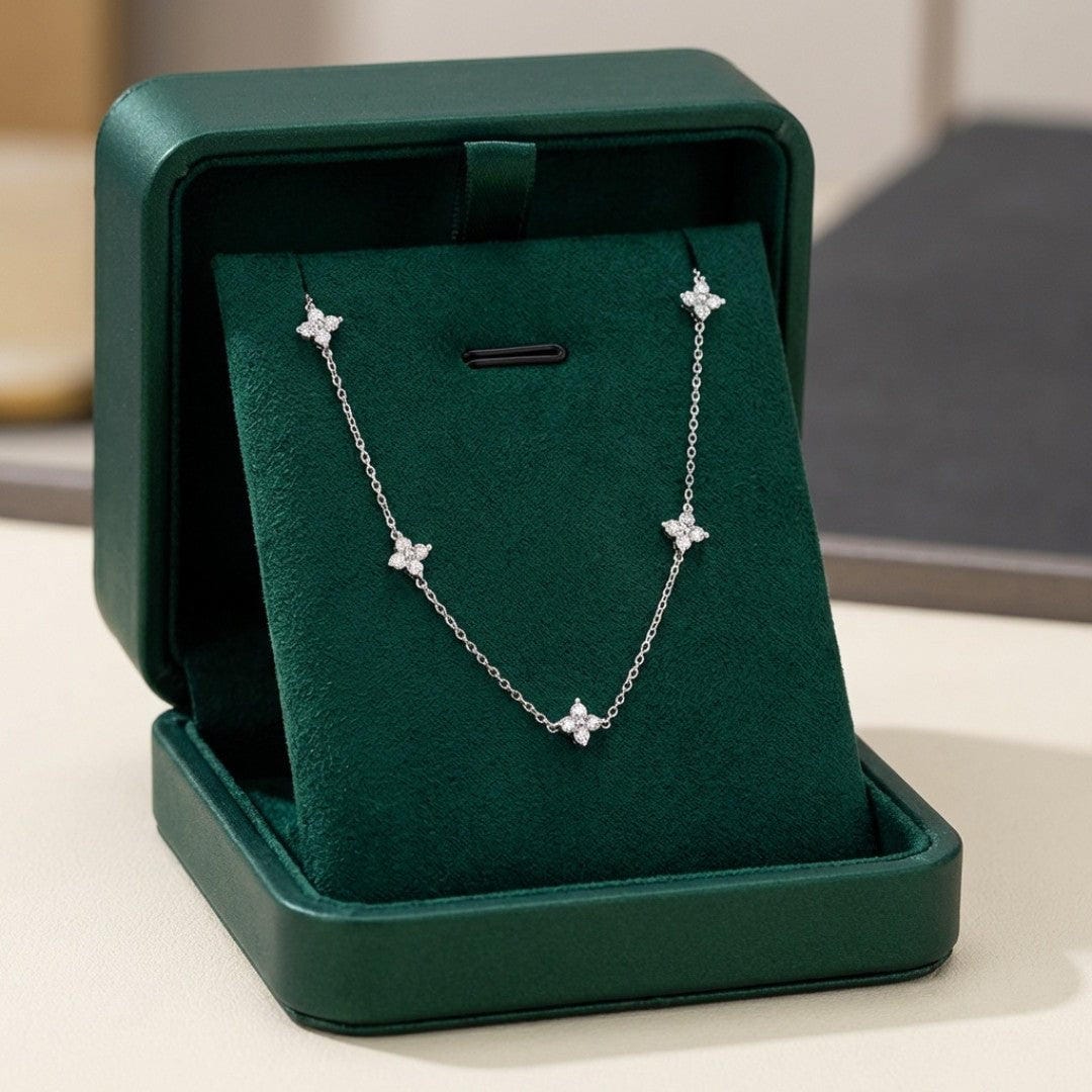 Gorgeous Flower Necklace with Inlaid Zirconia