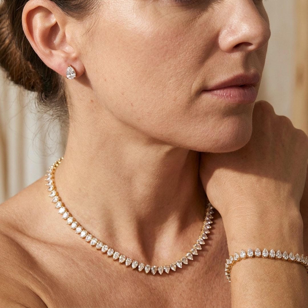 Magnificent Clear Round Zirconia Bridal Complete Set
