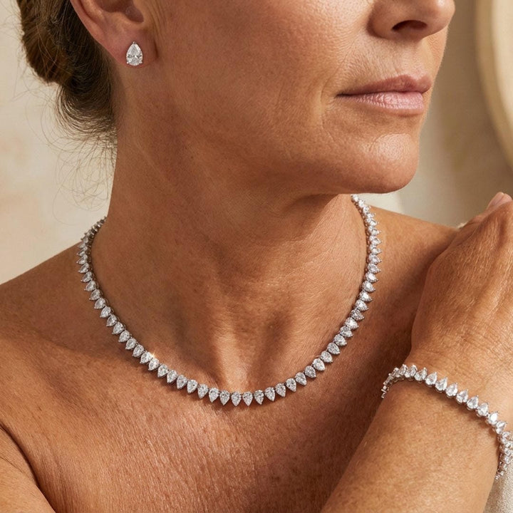 Magnificent Clear Round Zirconia Bridal Complete Set