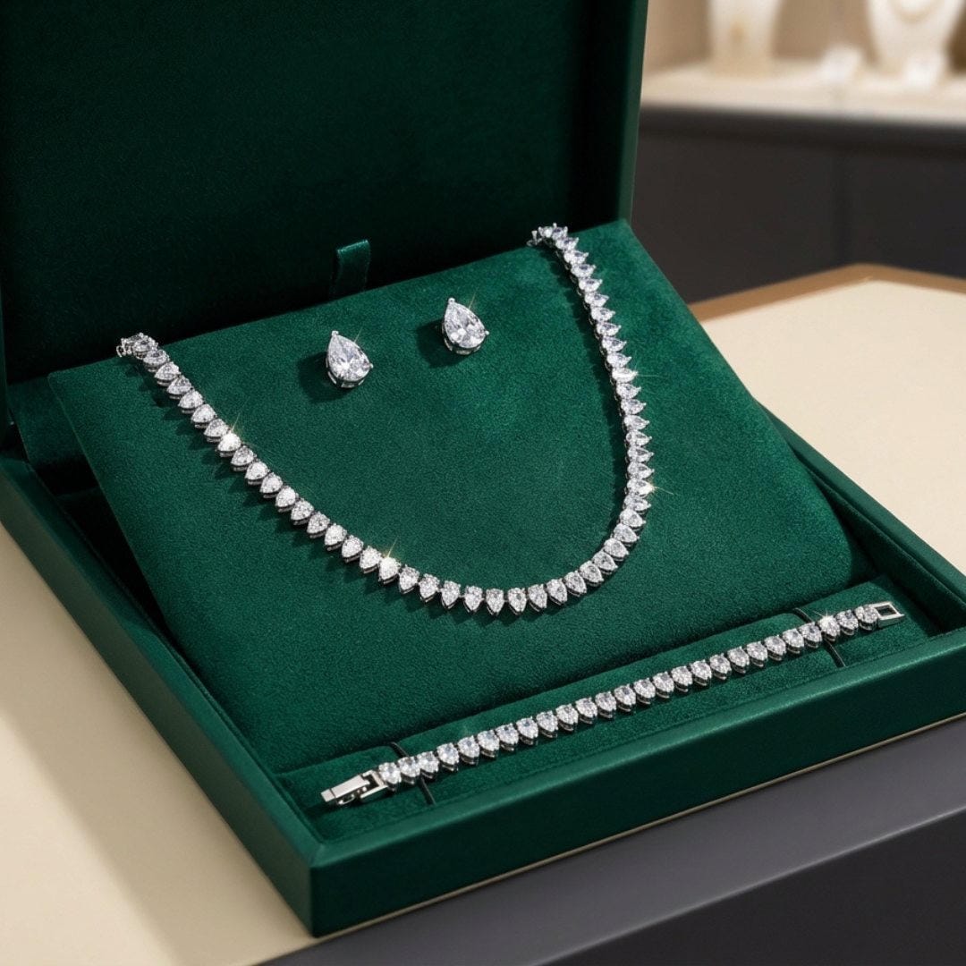 Magnificent Clear Round Zirconia Bridal Complete Set