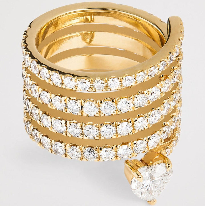 Antique Gold Zirconia Heart Wrap Ring