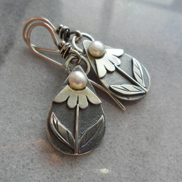 Vintage Flower Drop Earrings