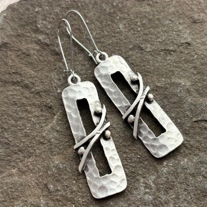 Long Silver Rustic Earrings