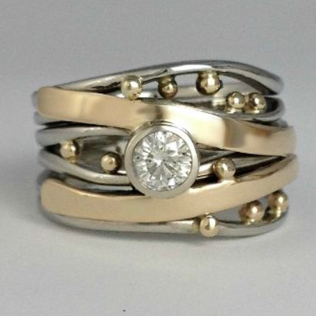 Vintage Ring with Gold Inlay