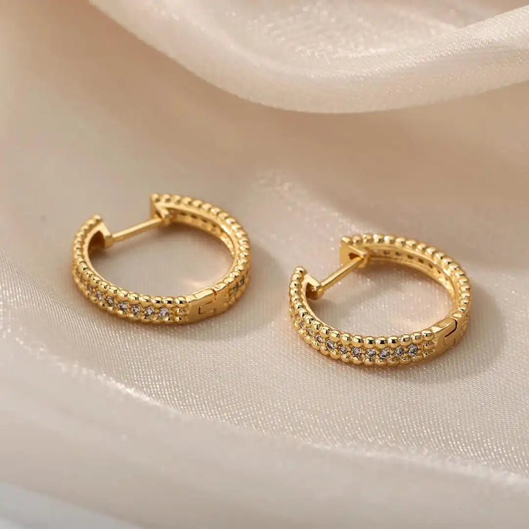 Crystal-Set Hoop Earrings