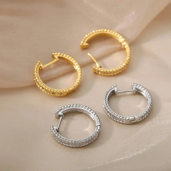 Crystal-Set Hoop Earrings