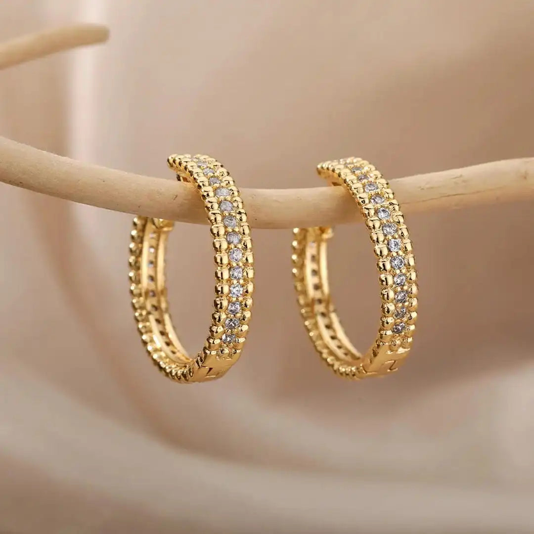 Crystal-Set Hoop Earrings