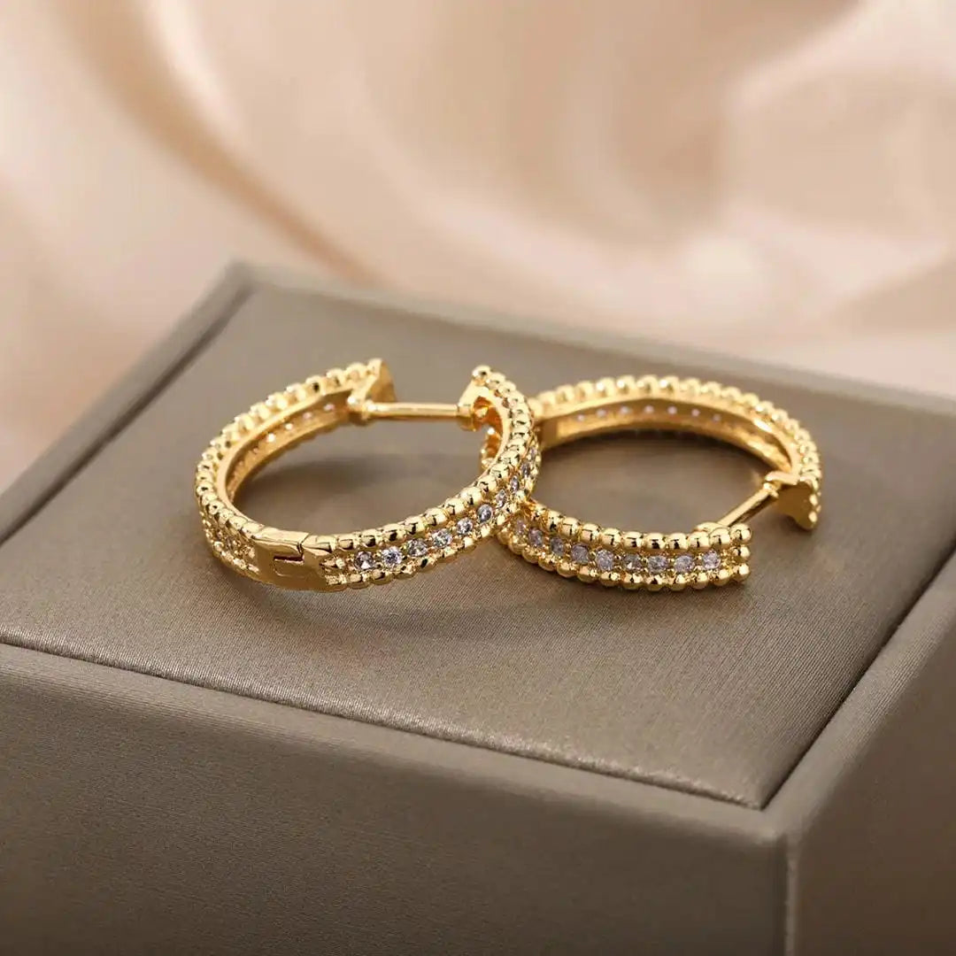Crystal-Set Hoop Earrings