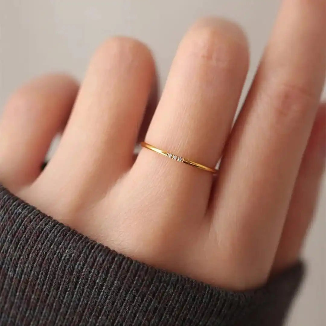 Delicate Three-Stone Stacking Ring