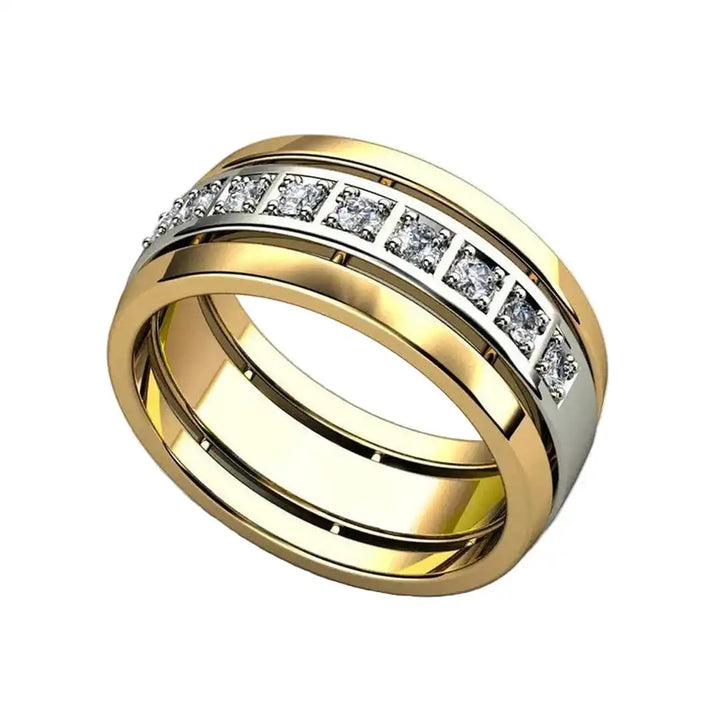 Two-Tone Gold Zirconia Ring