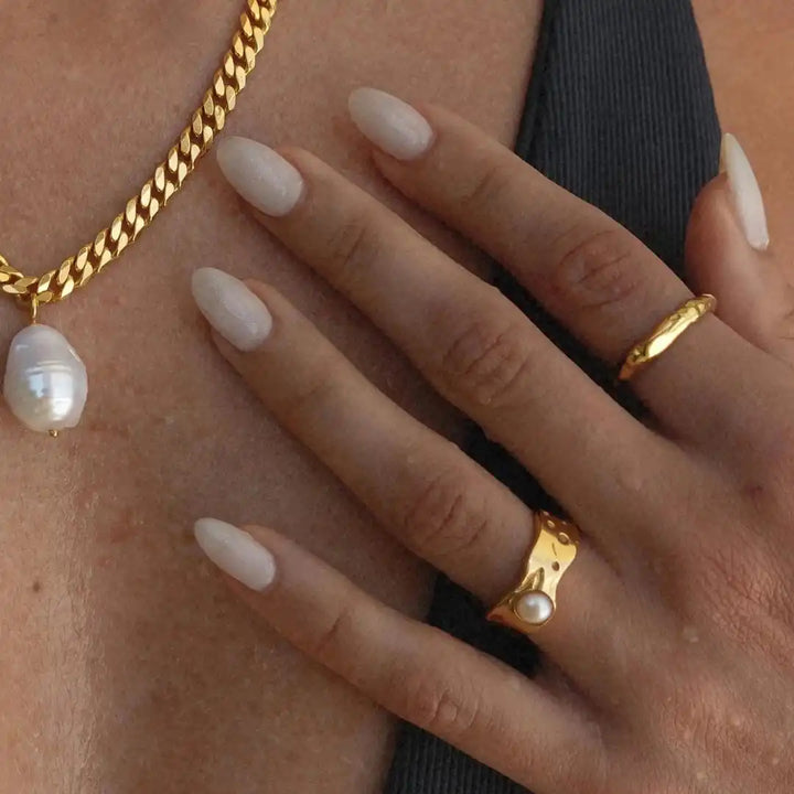 Vintage Golden Pearl Ring