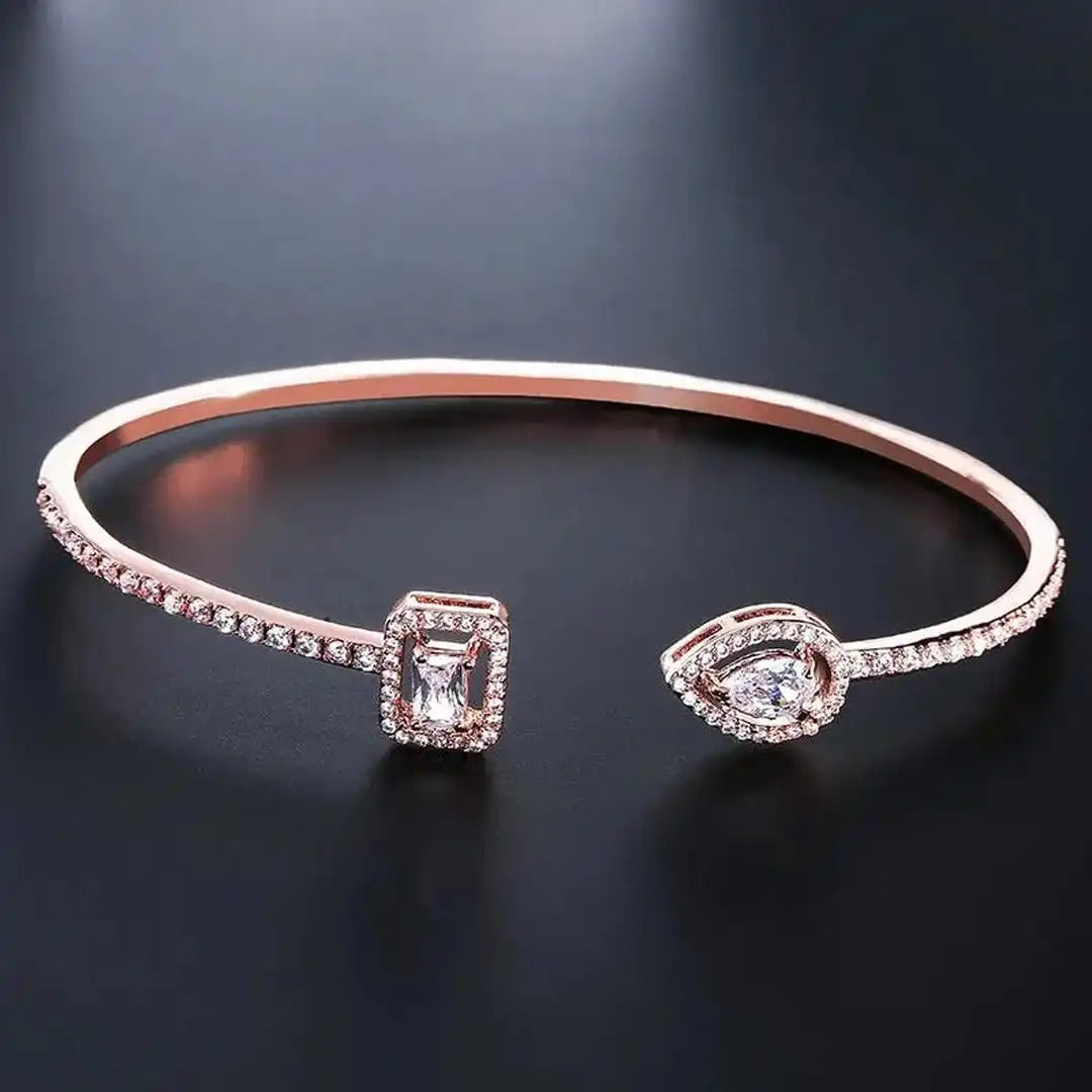 Open Gold Two-Stone Bangle