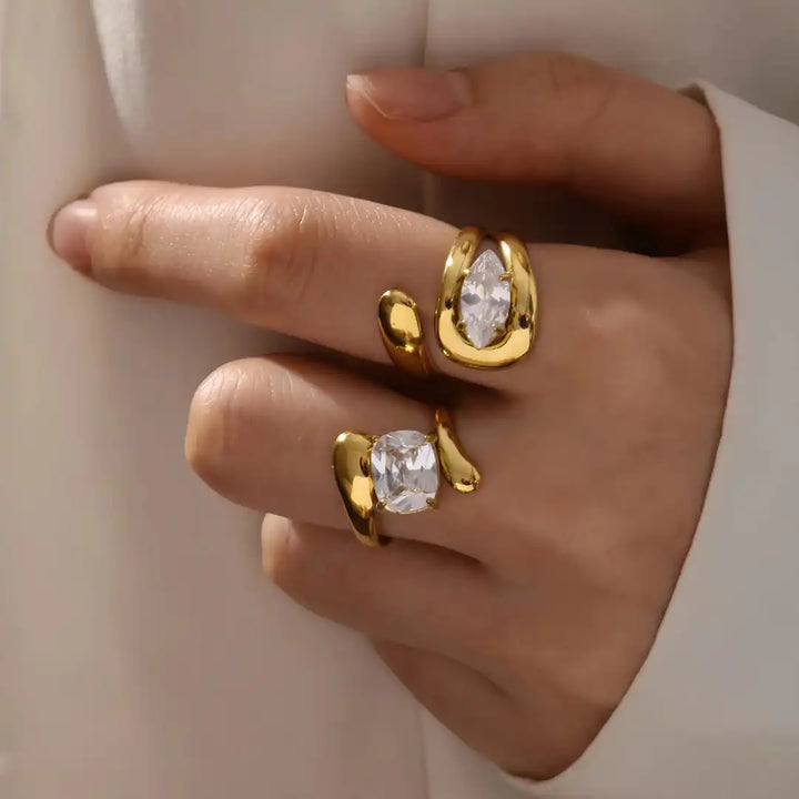 Timeless Golden Drop Zirconia Ring