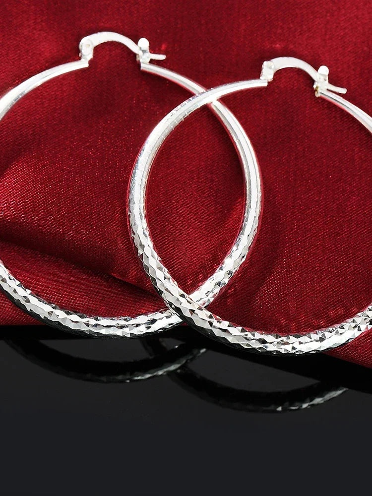Round Sterling Silver Hoop Earrings