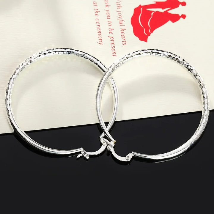 Round Sterling Silver Hoop Earrings