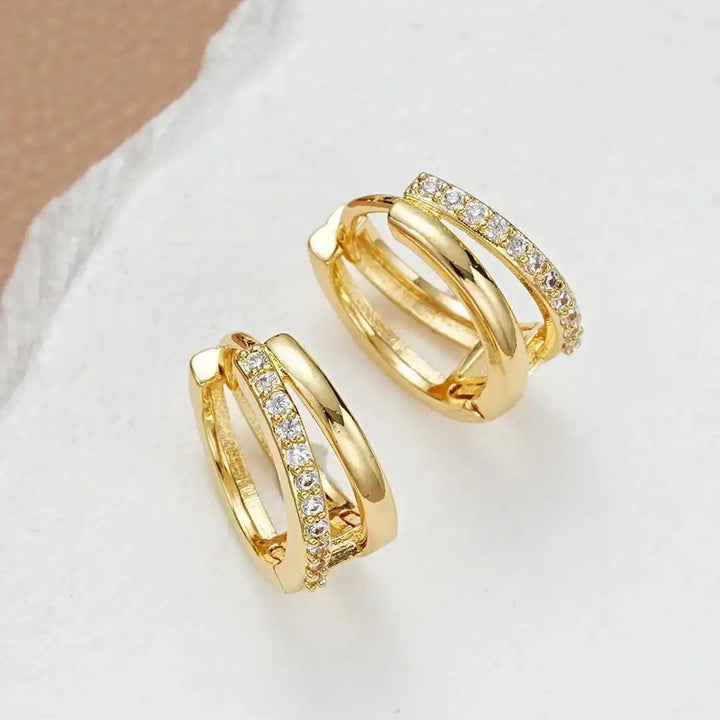 Timeless Golden Zirconia Hoop Earrings