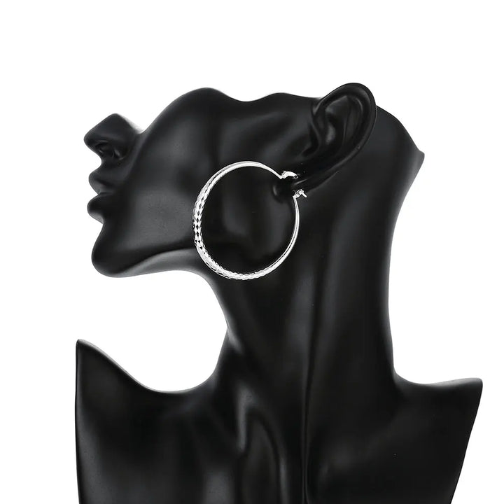 Round Sterling Silver Hoop Earrings