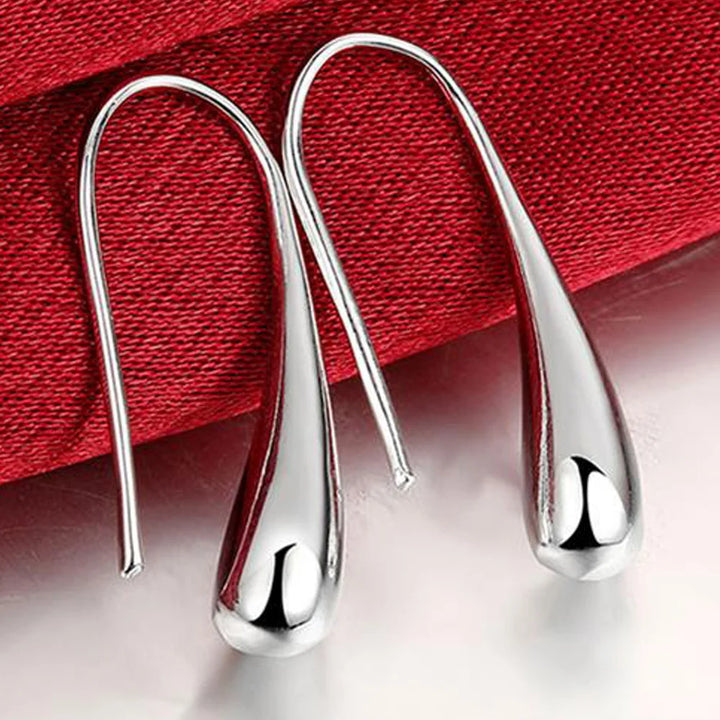 Sterling Silver Drop Hoop Earrings
