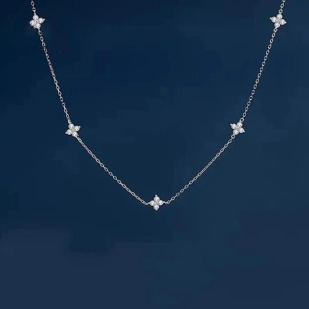 Gorgeous Flower Necklace with Inlaid Zirconia