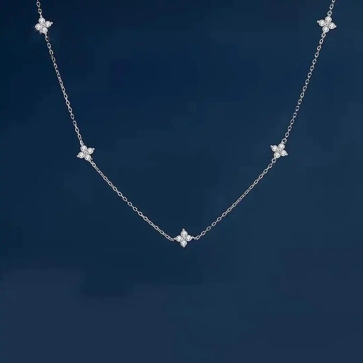 Gorgeous Flower Necklace with Inlaid Zirconia