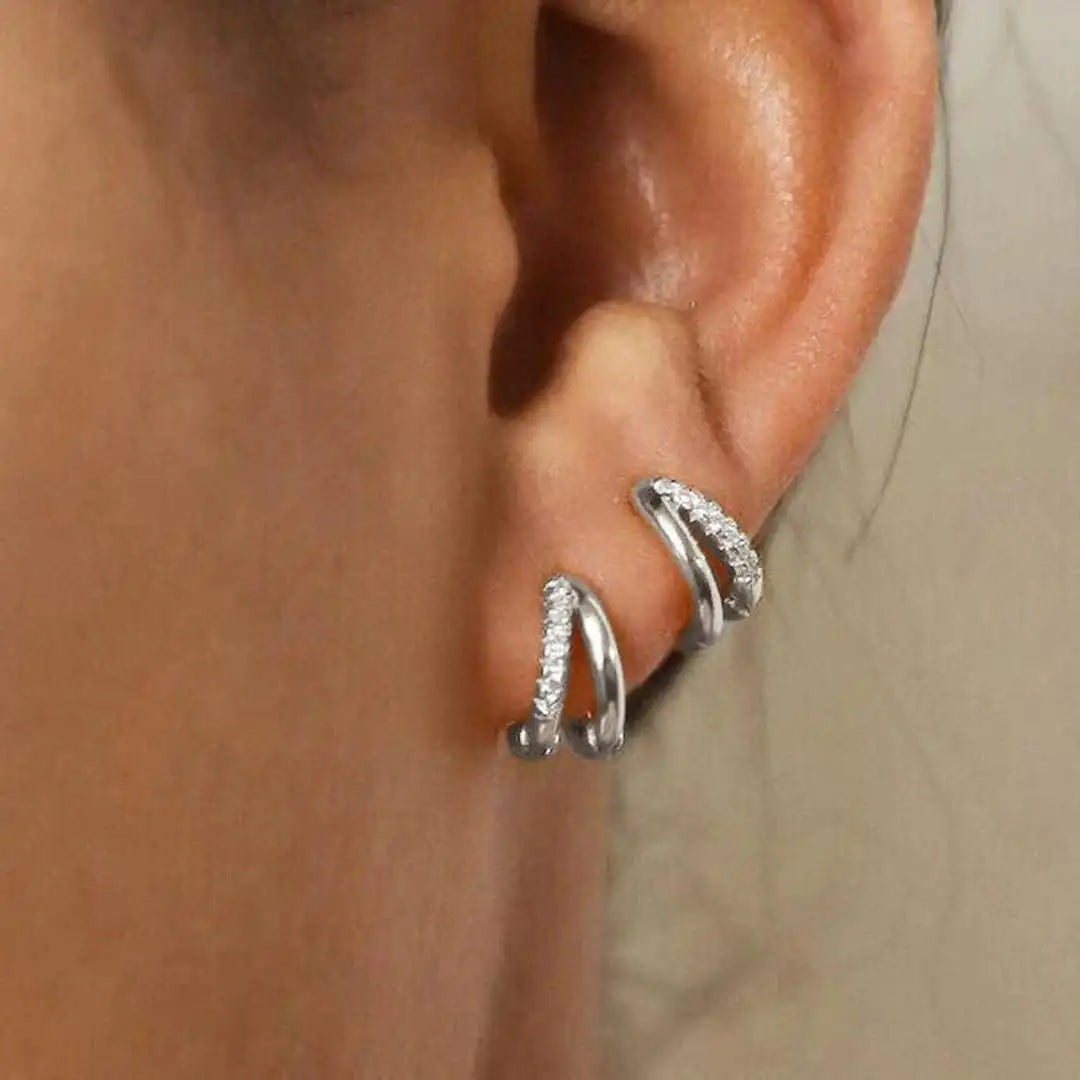 Timeless Golden Zirconia Hoop Earrings