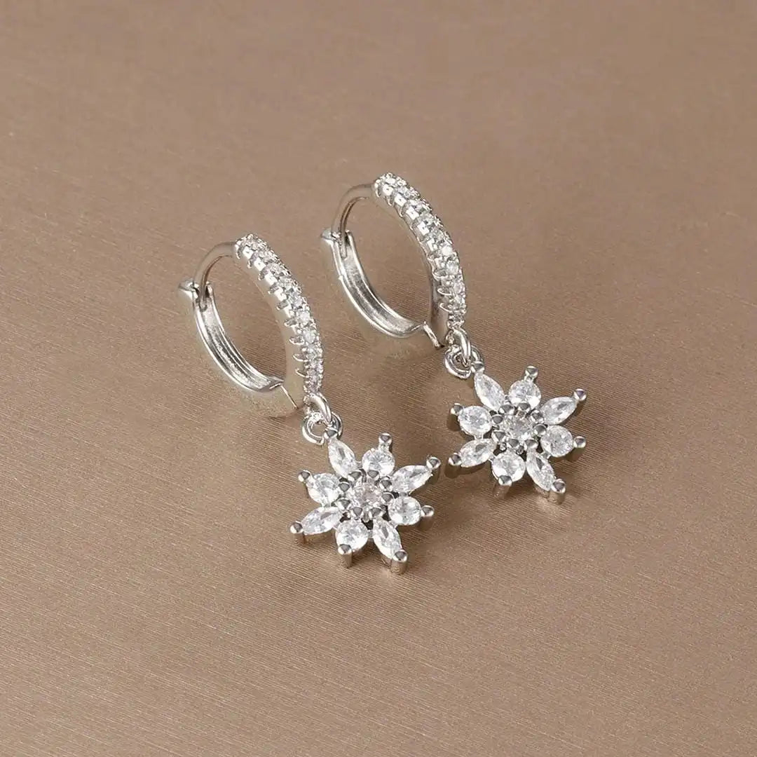 Classic Crystal Snowflake Drop Earrings