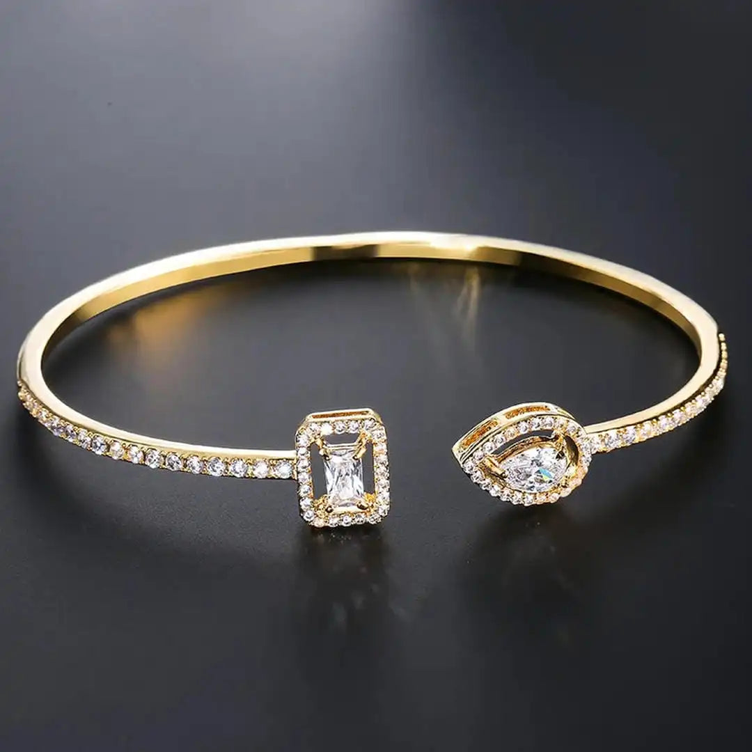Open Gold Two-Stone Bangle