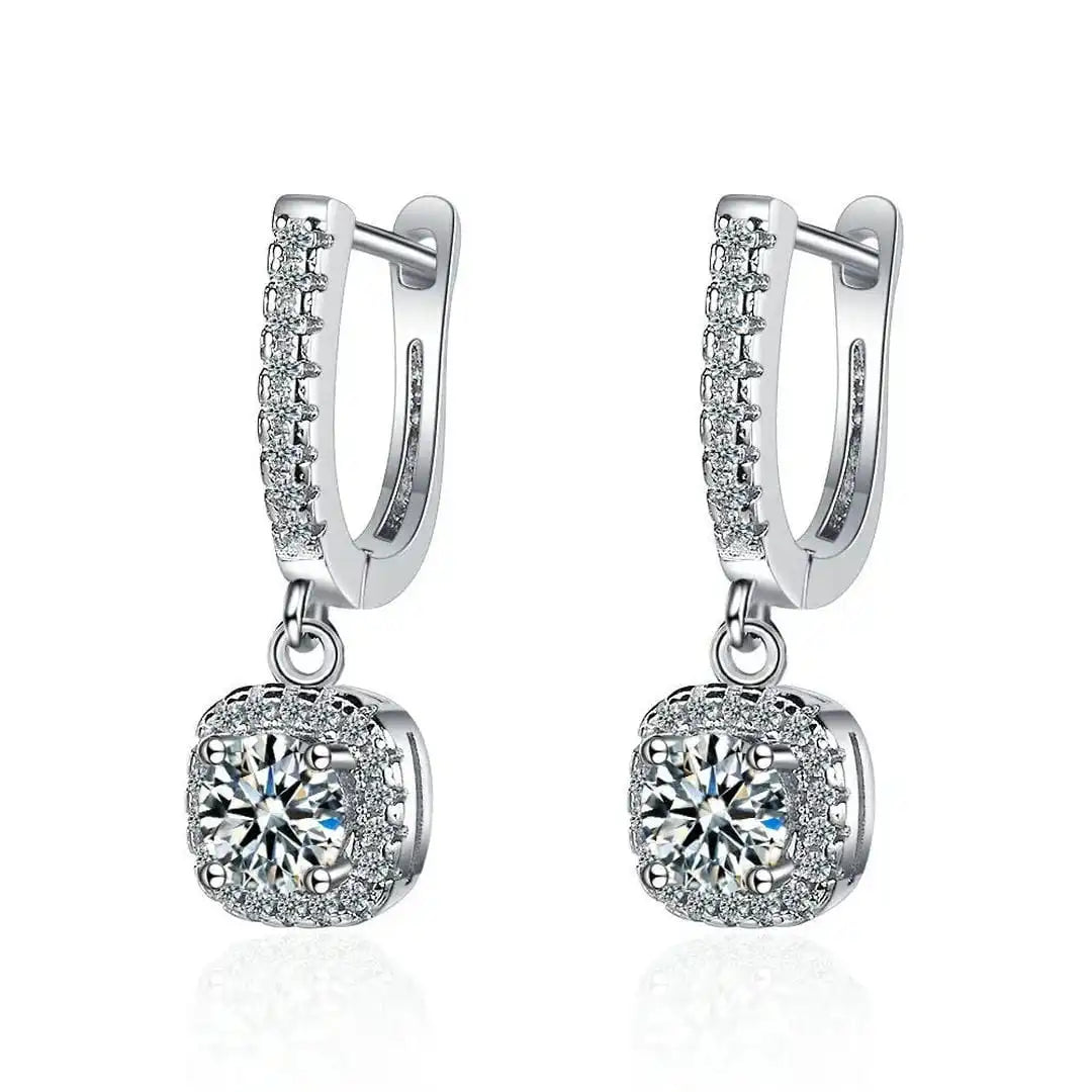 Classic White Gold Earrings with Stone