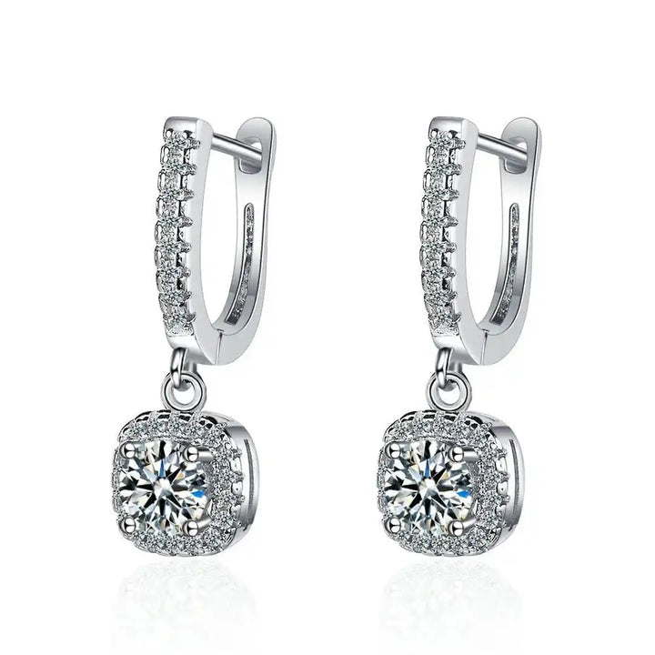 Classic White Gold Earrings with Stone