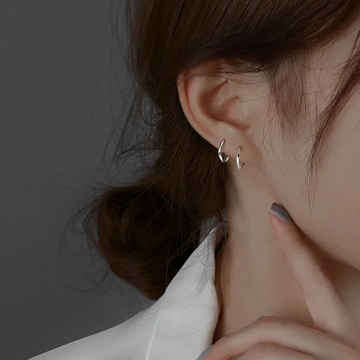 Round Sterling Silver Inlaid Earrings