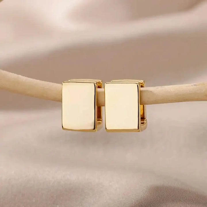 Golden Geometric Square Earrings