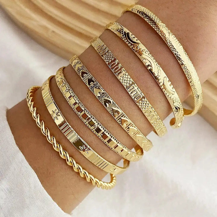 Golden Open Bangle Resort Bracelet Set