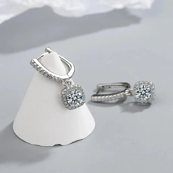 Classic White Gold Earrings with Stone