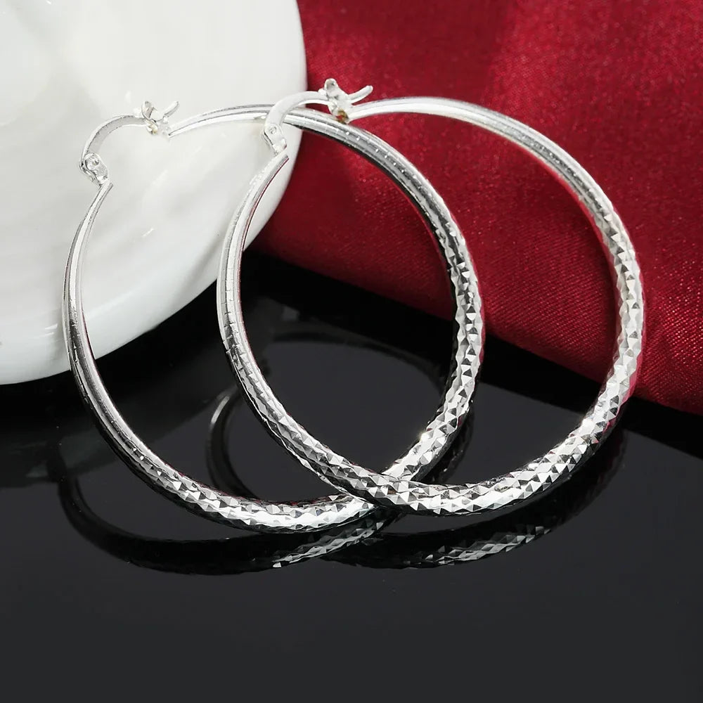 Round Sterling Silver Hoop Earrings