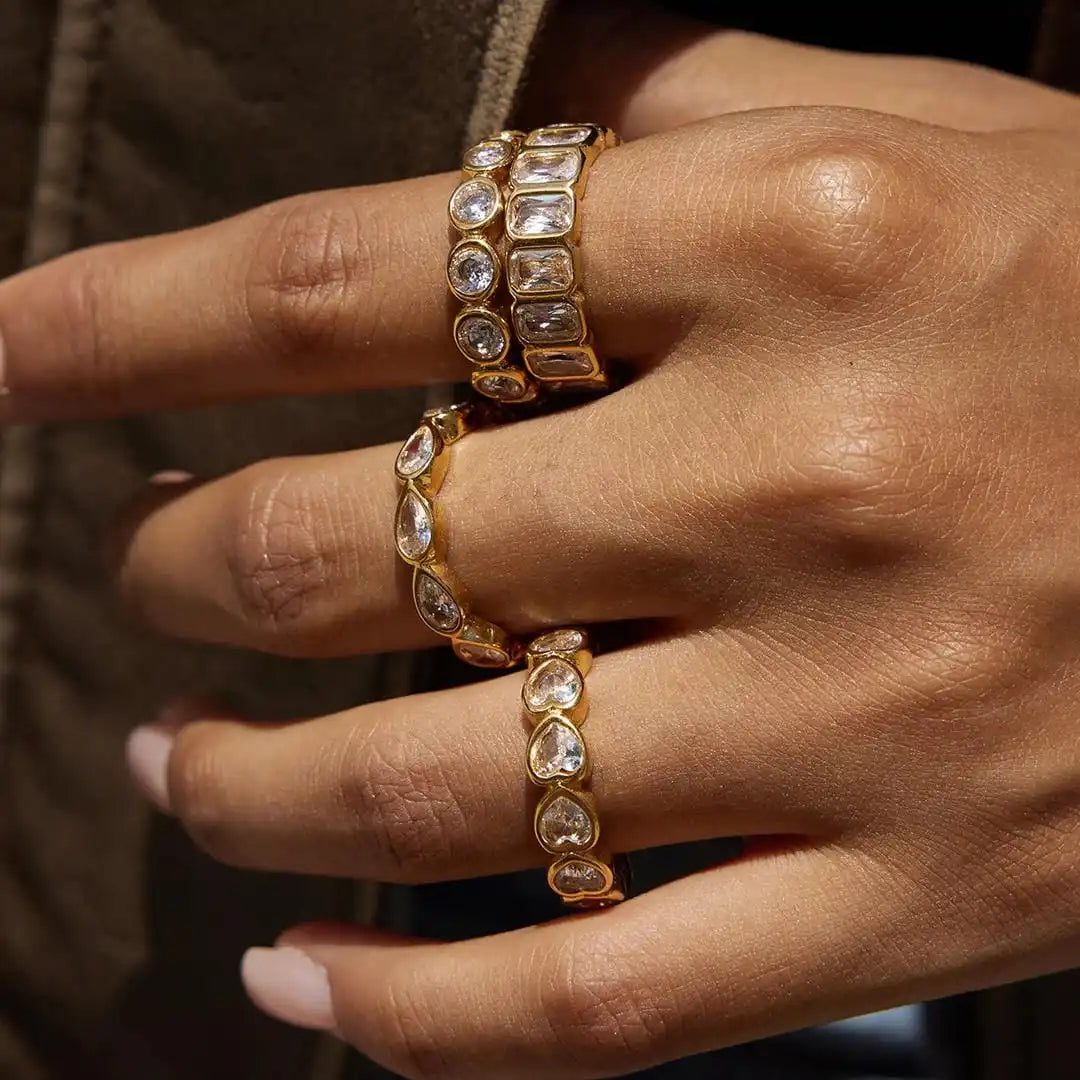 Versatile Baguette Zirconia Ring Set