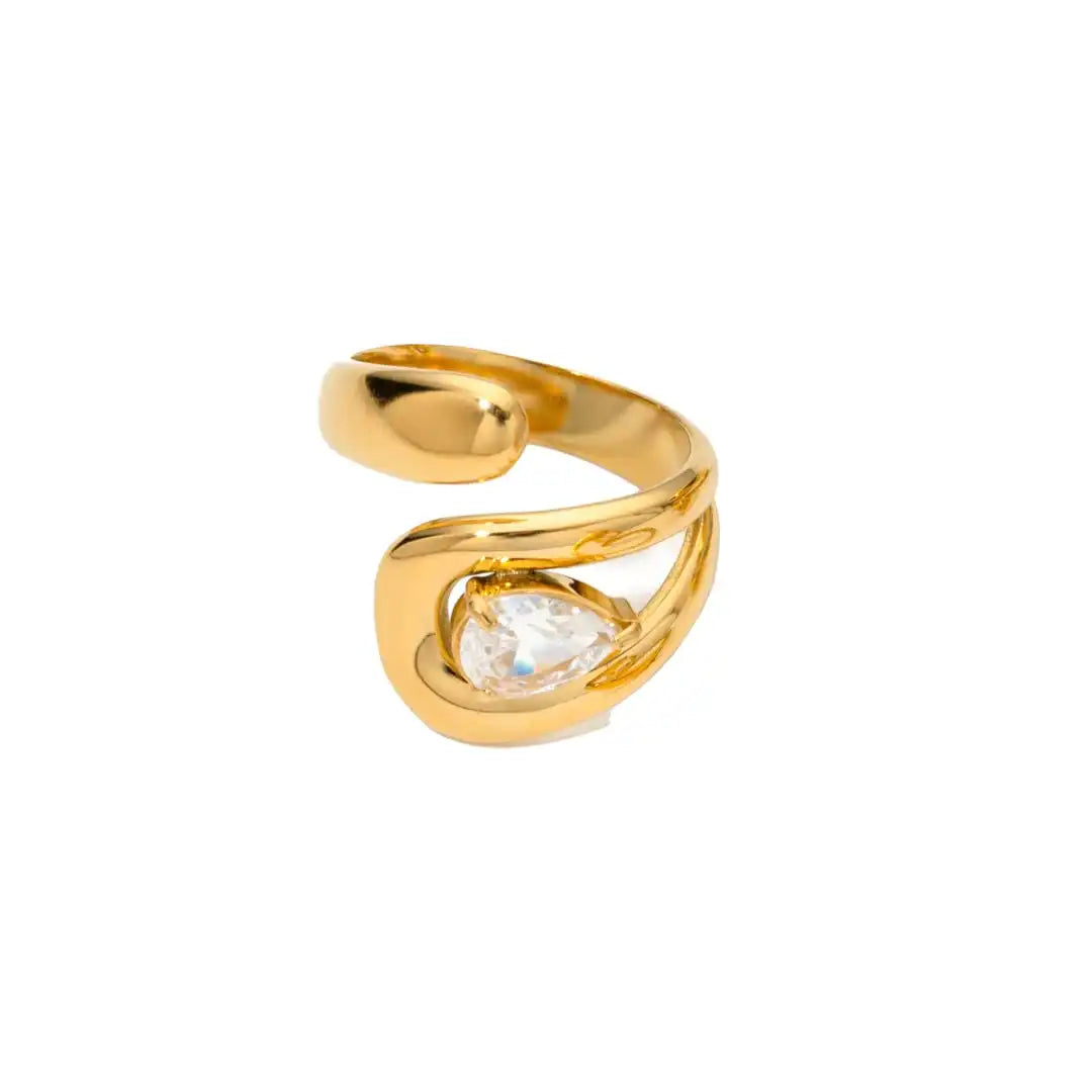 Timeless Golden Drop Zirconia Ring