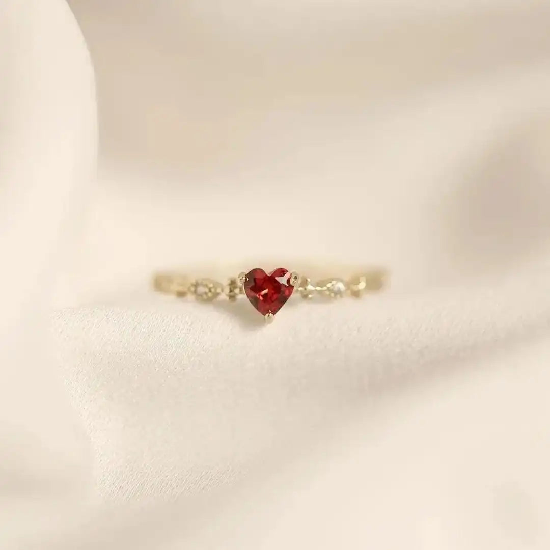 Heart Stone Marquise Accent Band Ring