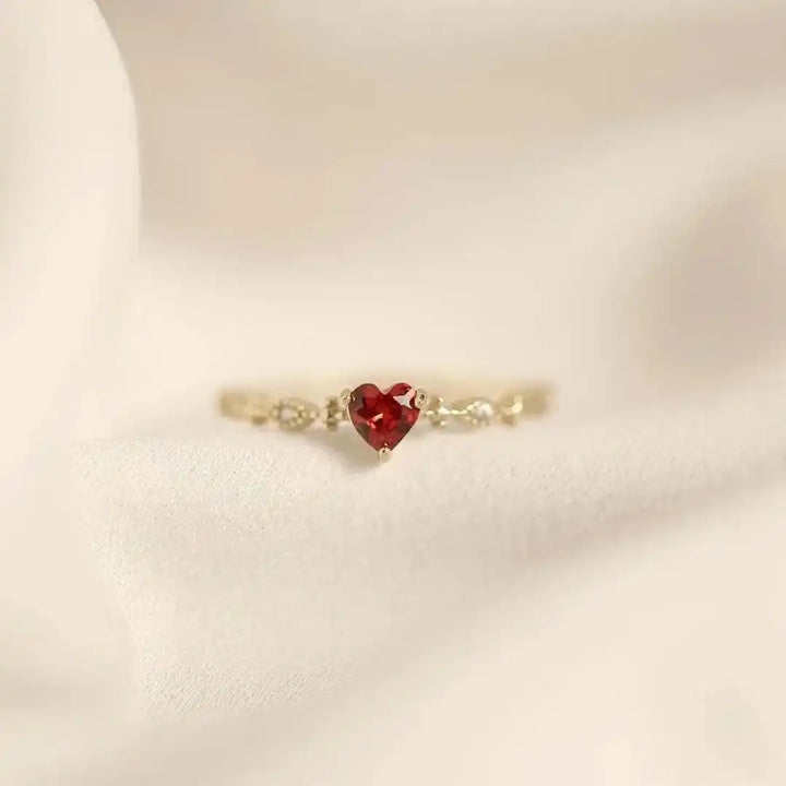 Heart Stone Marquise Accent Band Ring