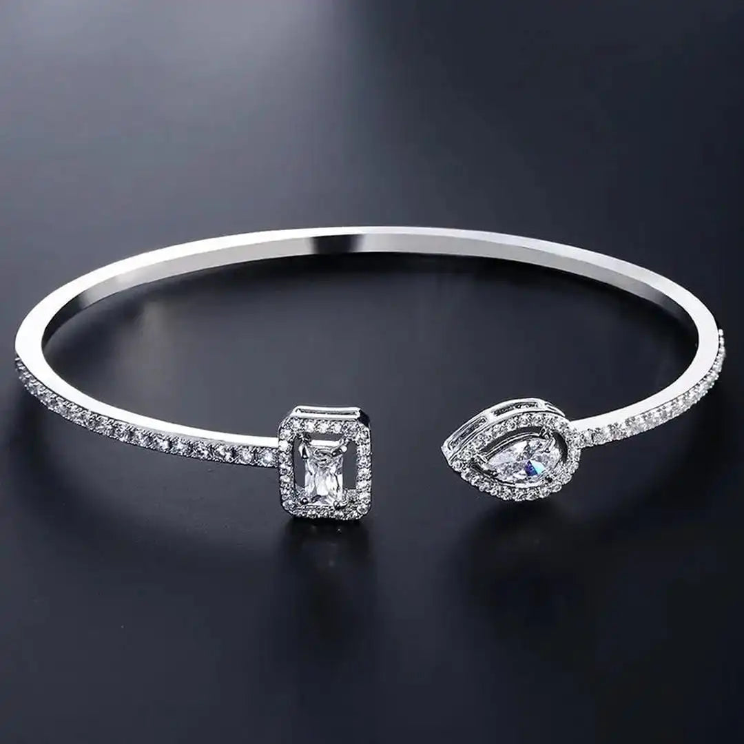 Open Gold Two-Stone Bangle