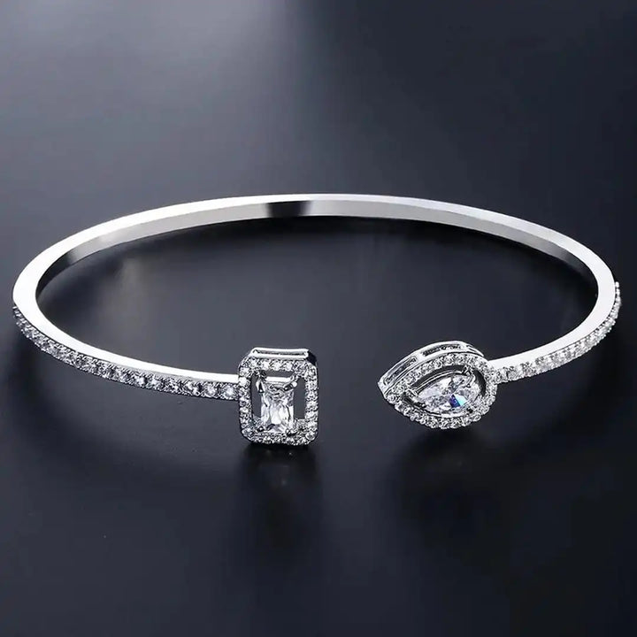 Open Gold Two-Stone Bangle