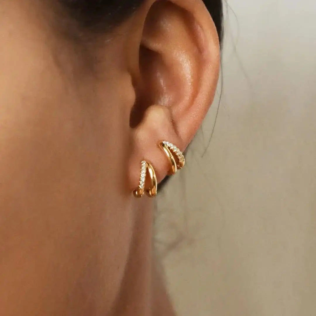 Timeless Golden Zirconia Hoop Earrings