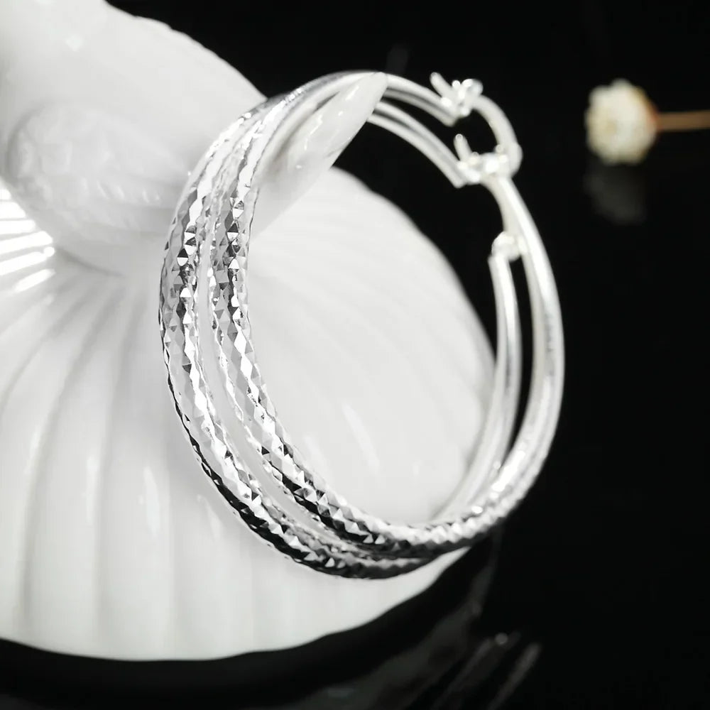Round Sterling Silver Hoop Earrings